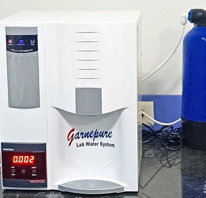 Garnepure lab water system installed at a customer lab next to an RO pre-filter